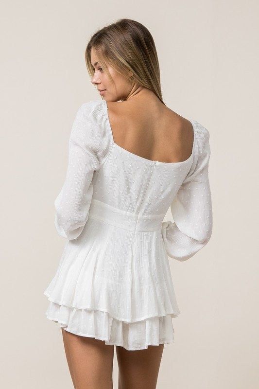 Off White Ruffle Romper sold by Pinkblush product image thumbnail 3