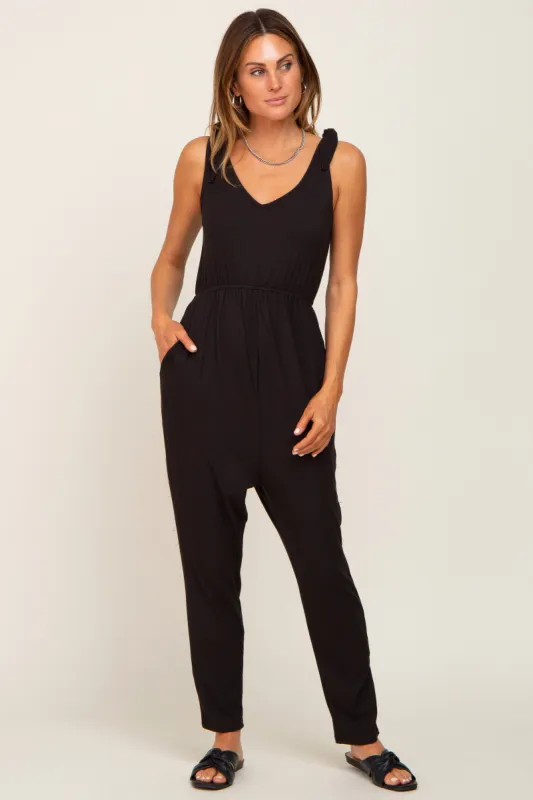 Black Tie Strap Jumpsuit sold by Pinkblush