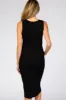 Black Ribbed Sleeveless Maternity Midi Dress sold by Pinkblush