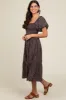 Black Floral Smocked Midi Dress sold by Pinkblush
