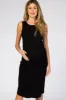 Black Ribbed Sleeveless Maternity Midi Dress sold by Pinkblush
