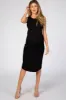 Black Ribbed Sleeveless Maternity Midi Dress sold by Pinkblush