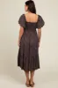 Black Floral Smocked Midi Dress sold by Pinkblush