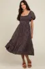 Black Floral Smocked Midi Dress sold by Pinkblush