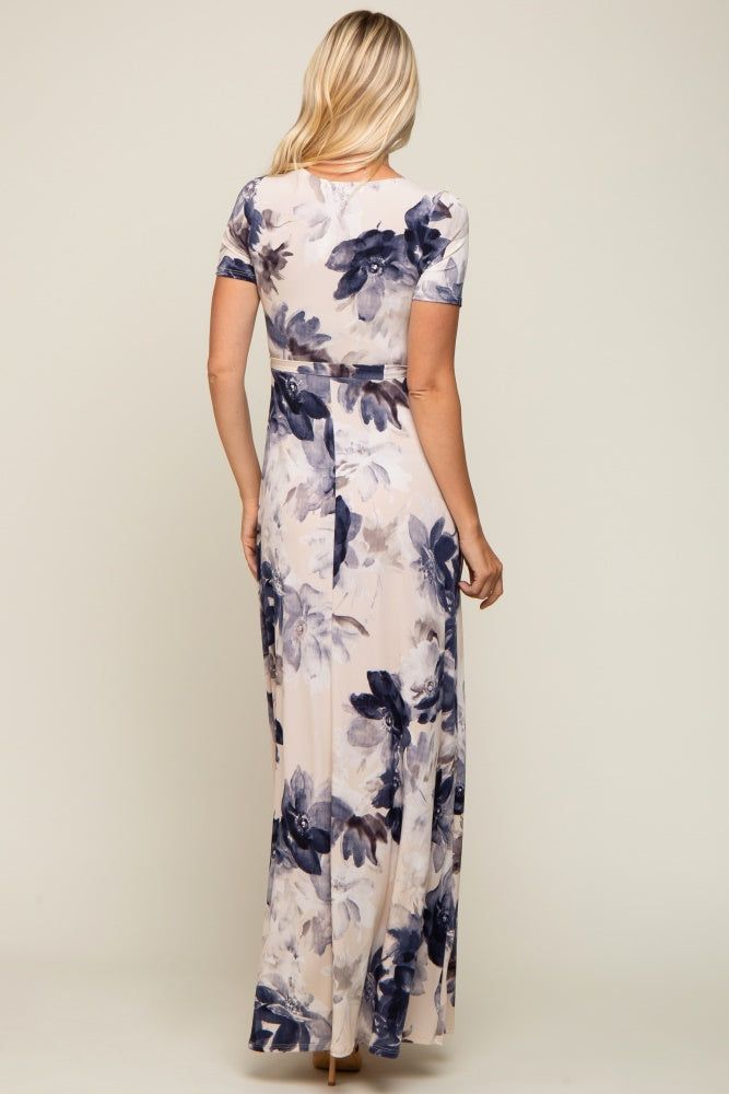 Taupe Floral Wrap Dress sold by Pinkblush product image thumbnail 3