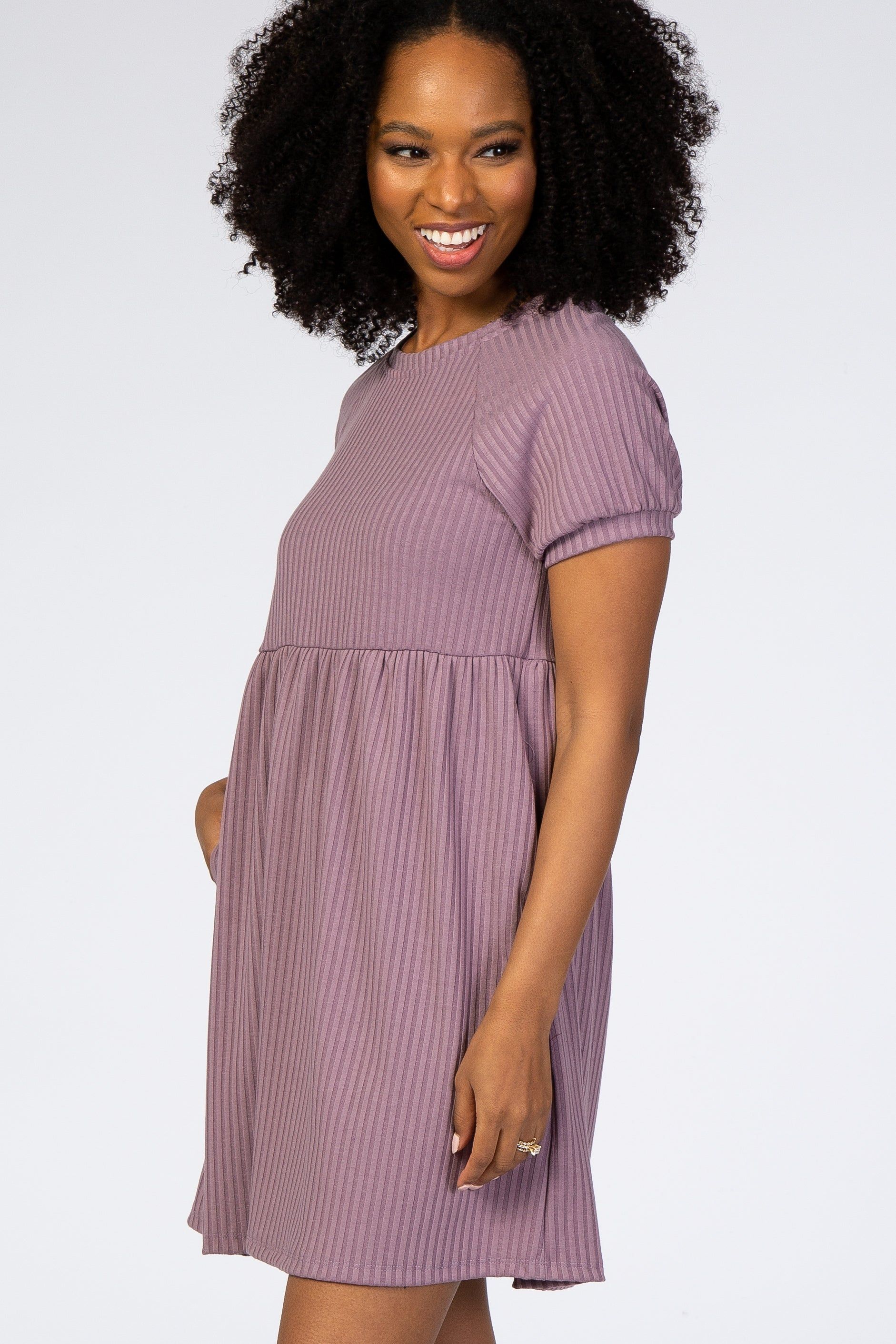 Lavender Ribbed Babydoll Dress sold by Pinkblush product image thumbnail 2