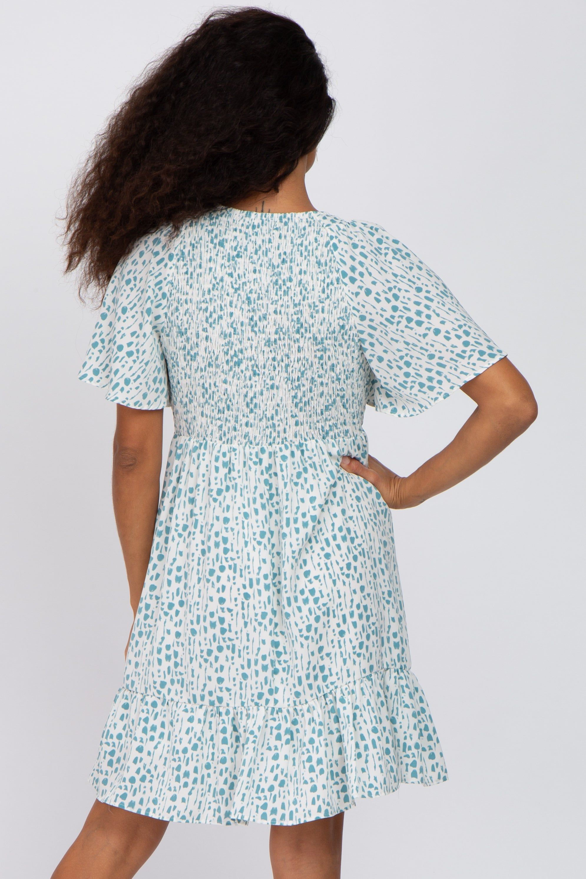 Teal Printed Smocked Dress sold by Pinkblush product image thumbnail 3