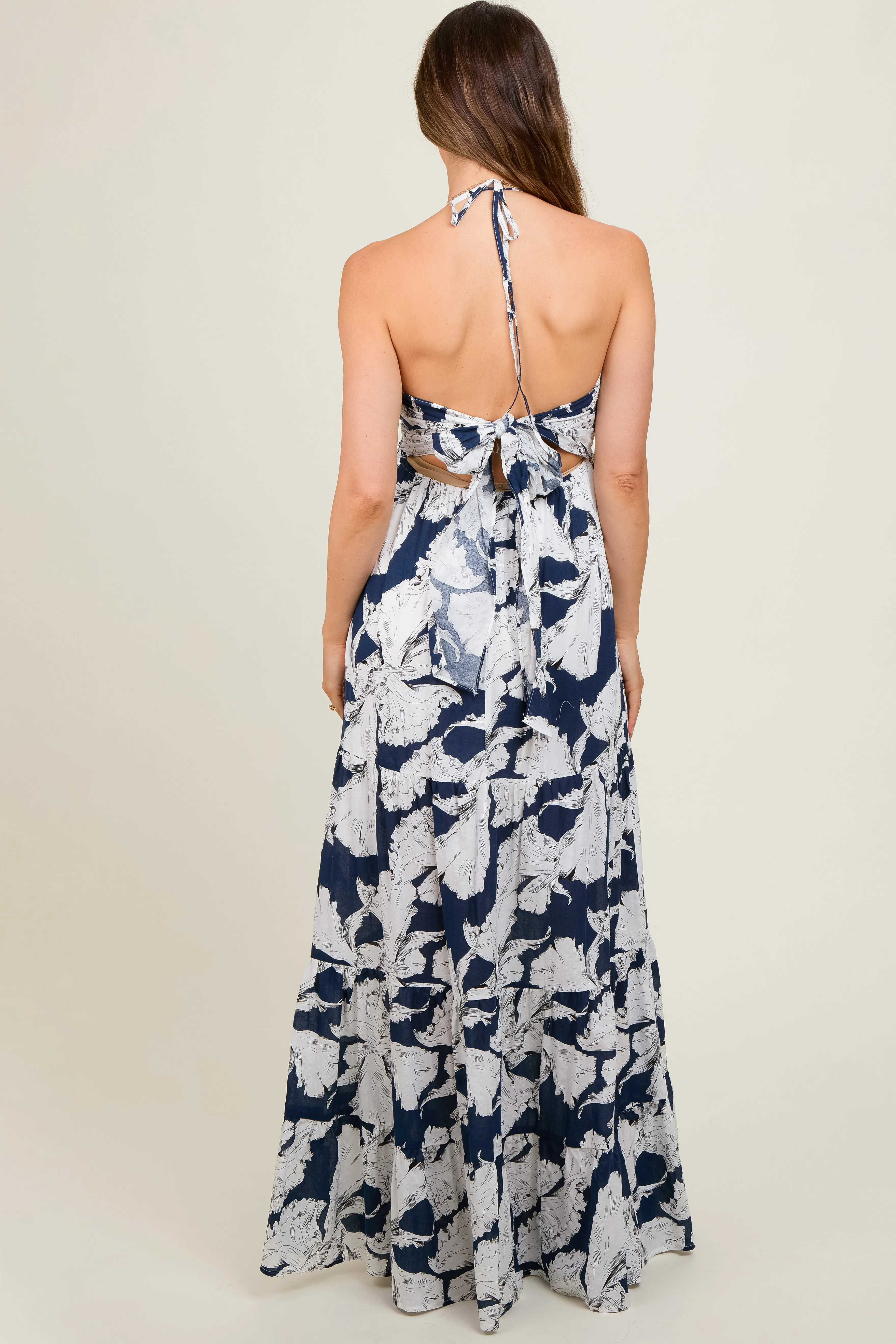 Navy Printed Woven Maternity Maxi Dress sold by Pinkblush product image thumbnail 4
