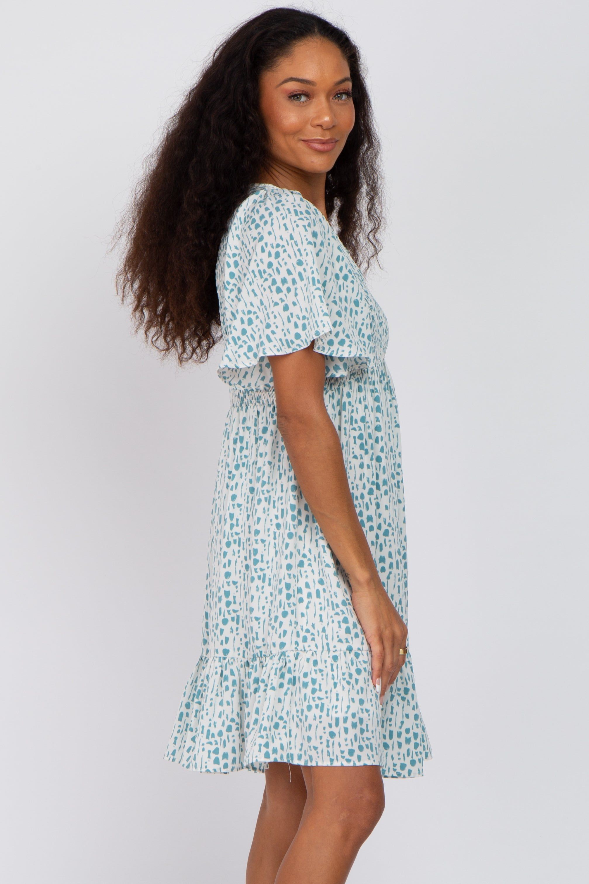 Teal Printed Smocked Dress sold by Pinkblush product image thumbnail 2
