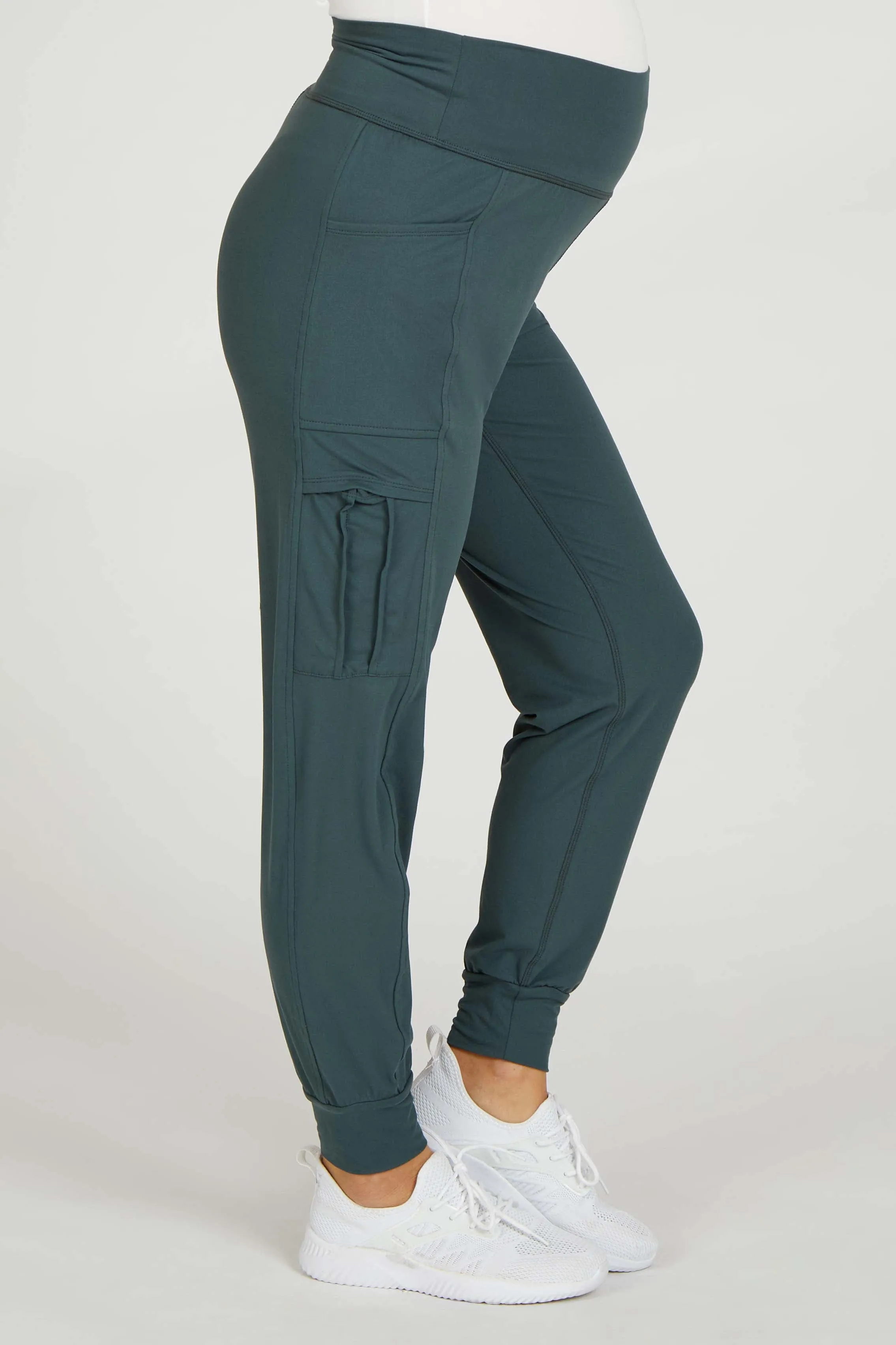 Forest Green Cargo Pocket Maternity Jogger Pants sold by Pinkblush product image thumbnail 3