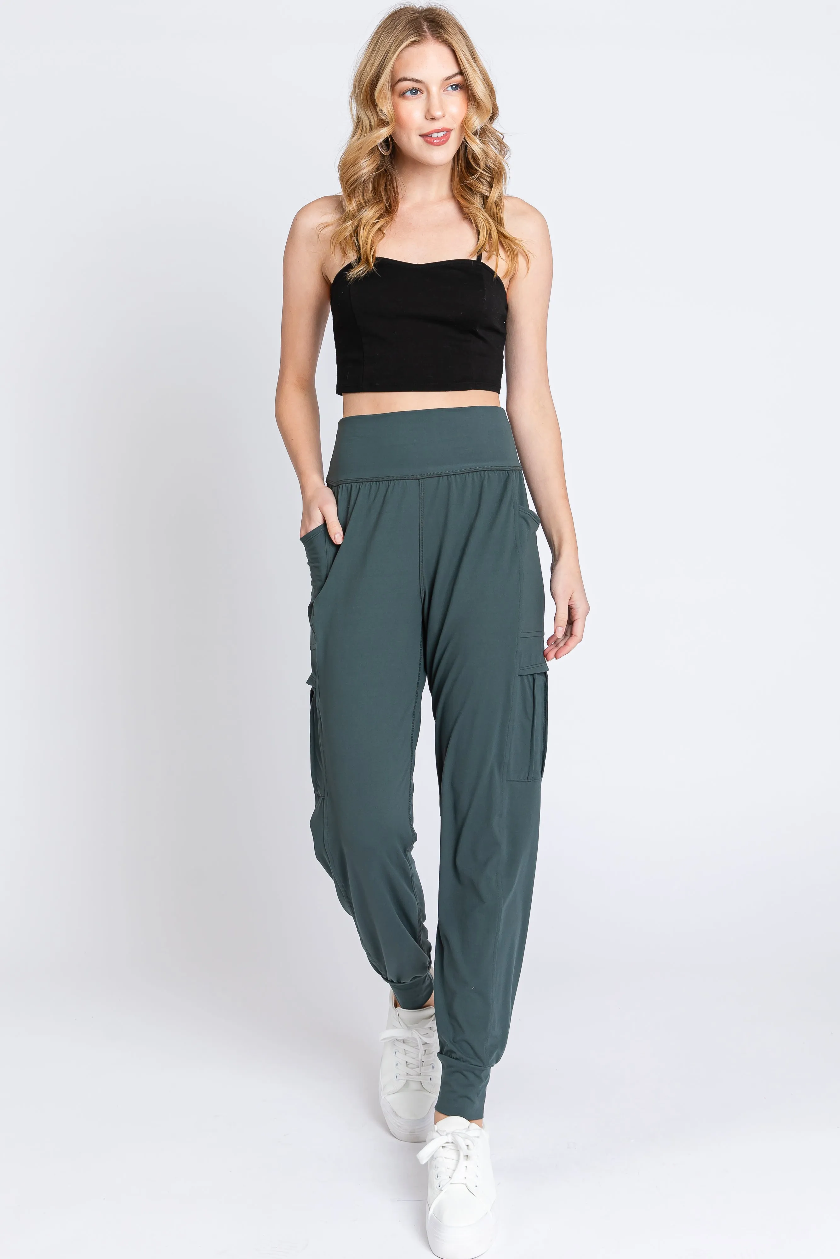 Forest Green Cargo Pocket Maternity Jogger Pants sold by Pinkblush product image thumbnail 5