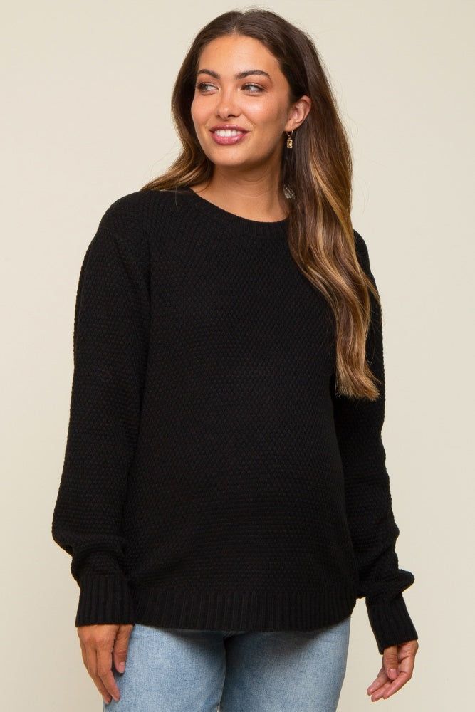Black Knit Pullover Maternity Sweater sold by Pinkblush