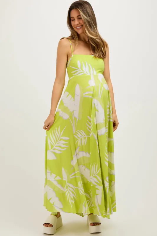 Lime Leaf Print Sleeveless Maternity Maxi Dress sold by Pinkblush