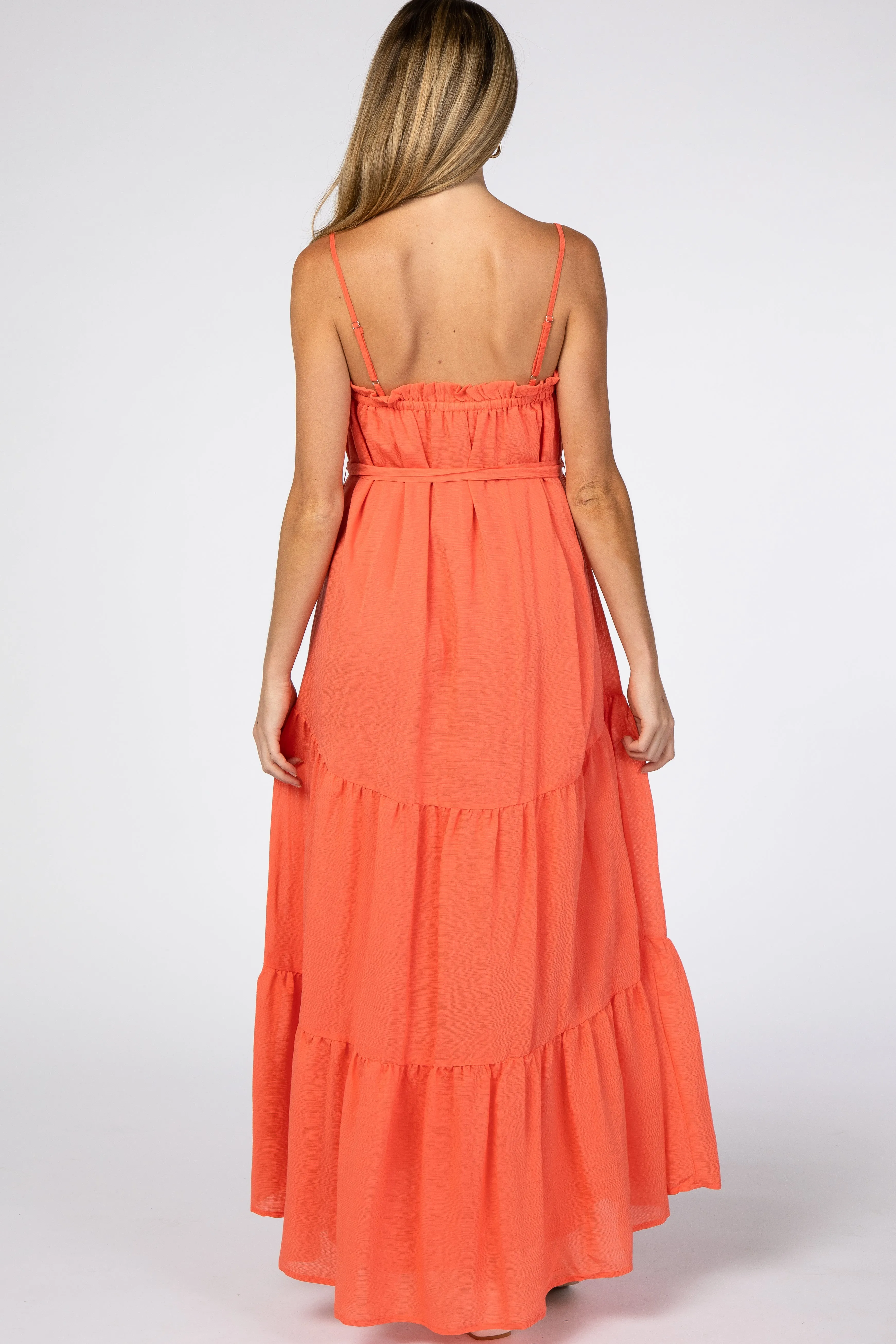 Orange Tiered Maternity Maxi Dress sold by Pinkblush product image thumbnail 3