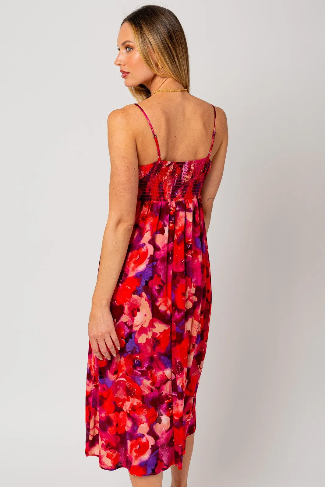 Red Sleeveless Front Twist Back Smocking Midi Dress sold by Pinkblush product image thumbnail 4