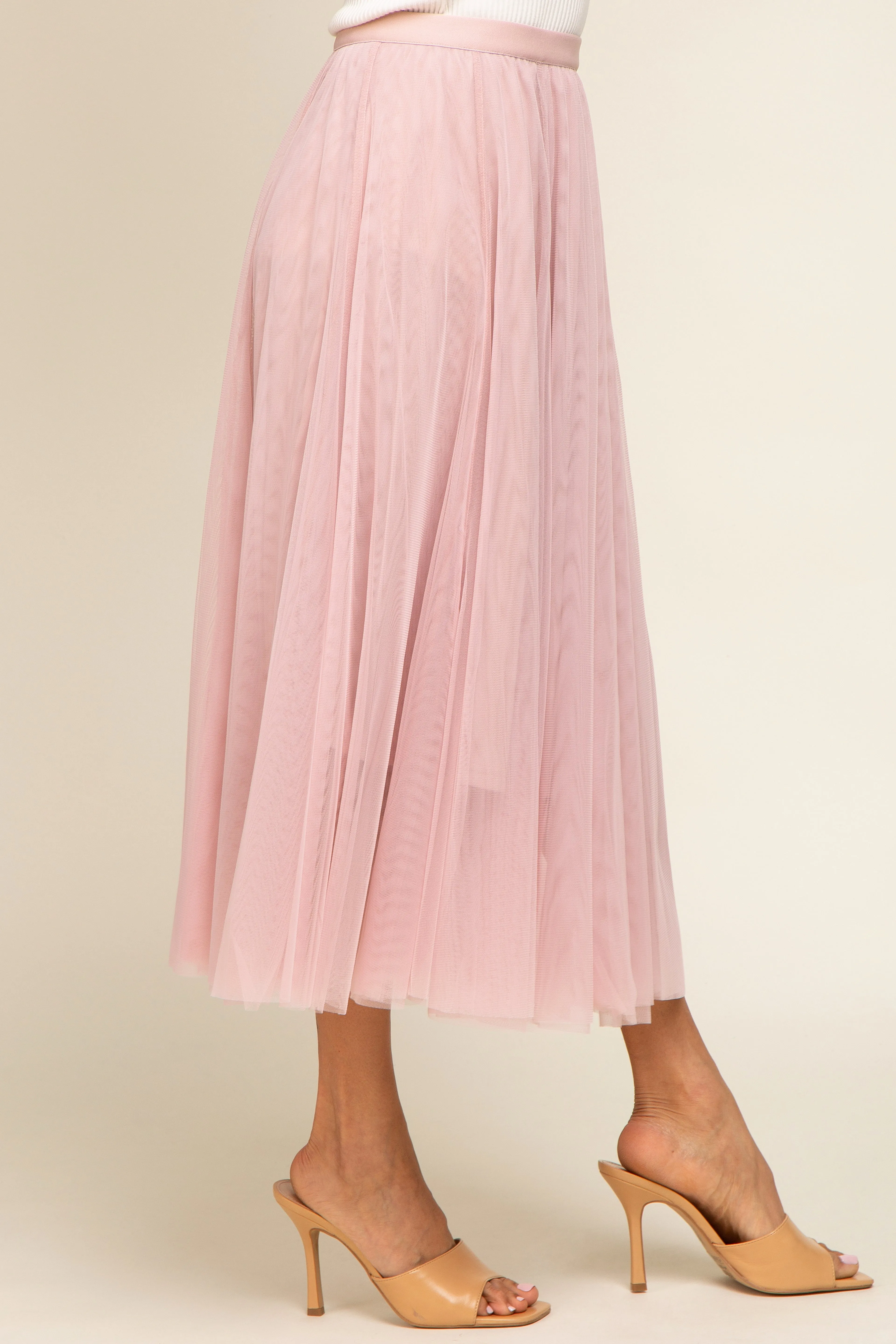Light Pink Tulle Midi Skirt sold by Pinkblush product image thumbnail 3