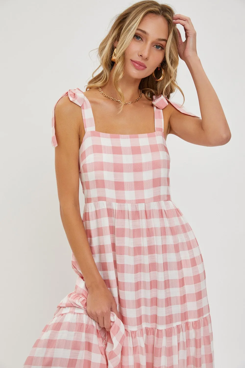 Pink Gingham Maxi Dress sold by Pinkblush product image thumbnail 4