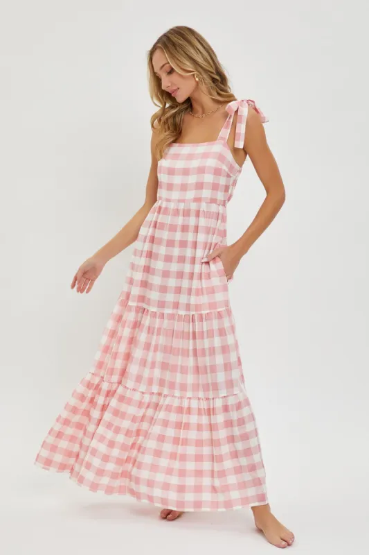 Pink Gingham Maxi Dress sold by Pinkblush