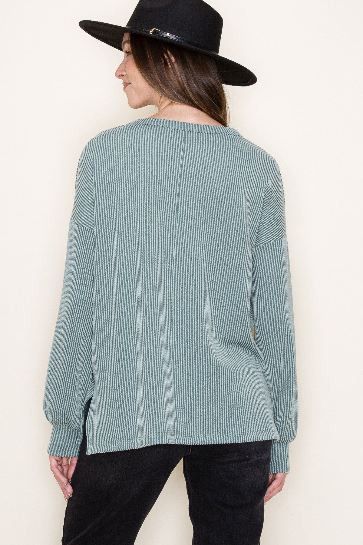Light Olive Ribbed Long Sleeve Top sold by Pinkblush product image thumbnail 2