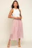 Light Pink Tulle Midi Skirt sold by Pinkblush