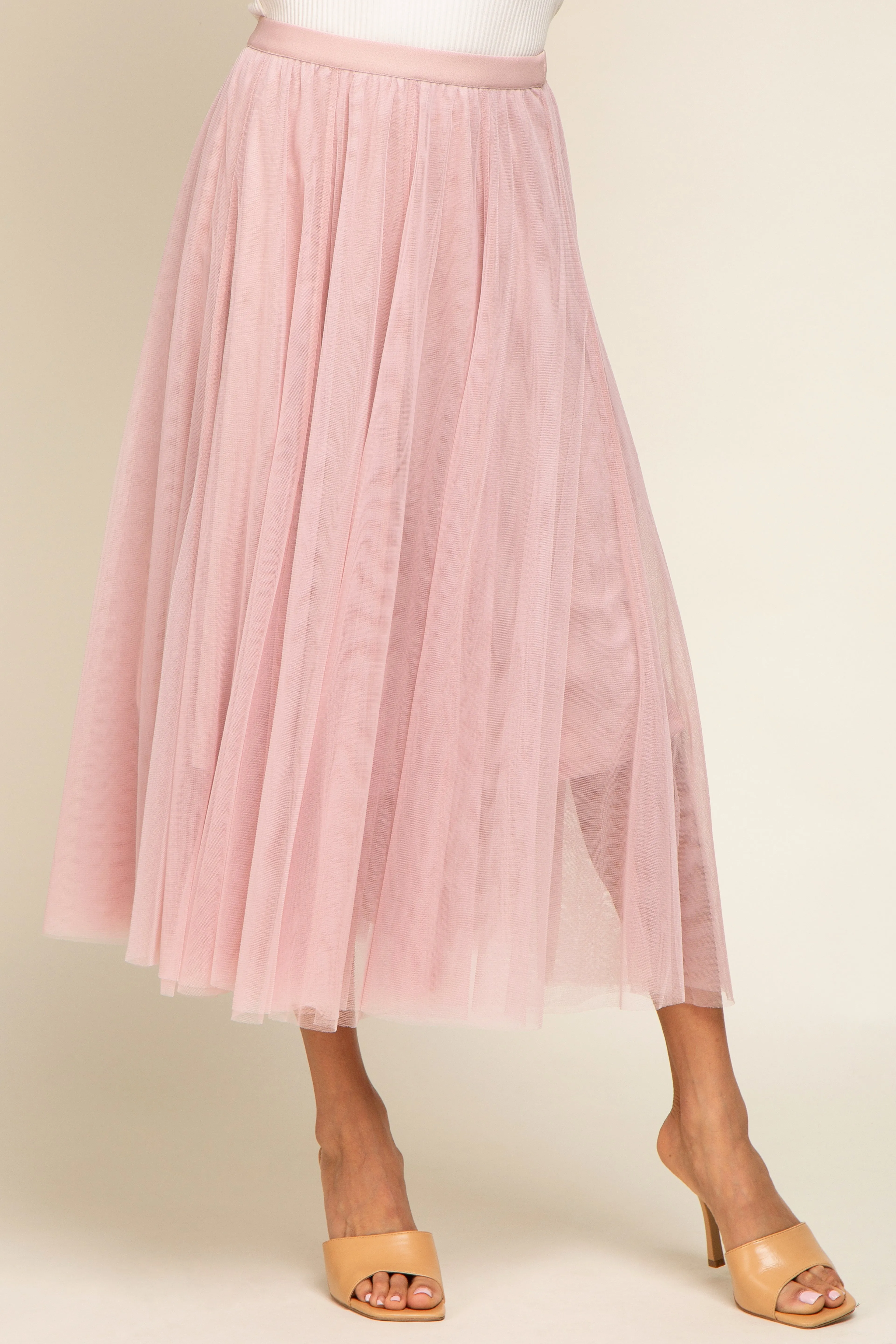 Light Pink Tulle Midi Skirt sold by Pinkblush product image thumbnail 2