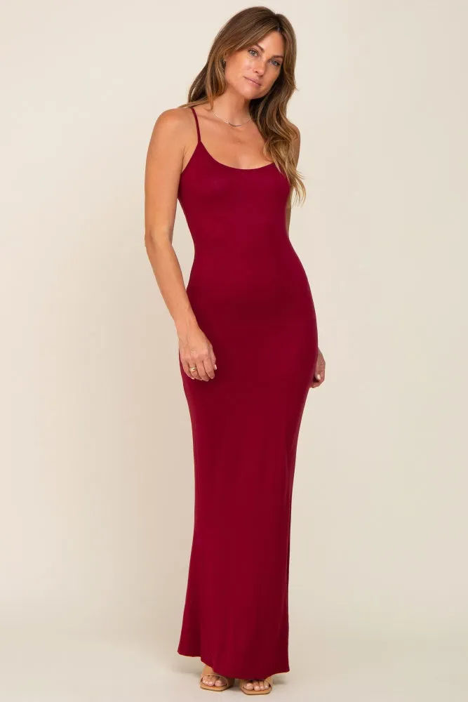 Burgundy Basic Maxi Dress sold by Pinkblush