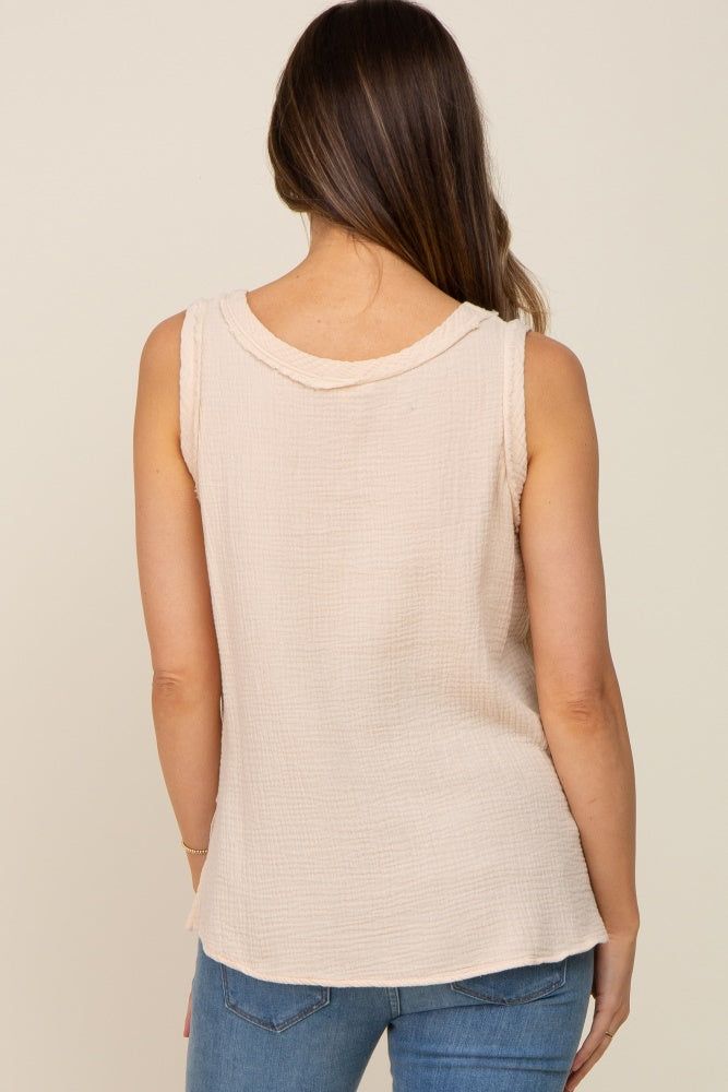 Beige Sleeveless Textured Maternity Top sold by Pinkblush product image thumbnail 3