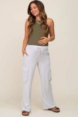 Heather Grey Pocketed Maternity Sweatpants sold by Pinkblush