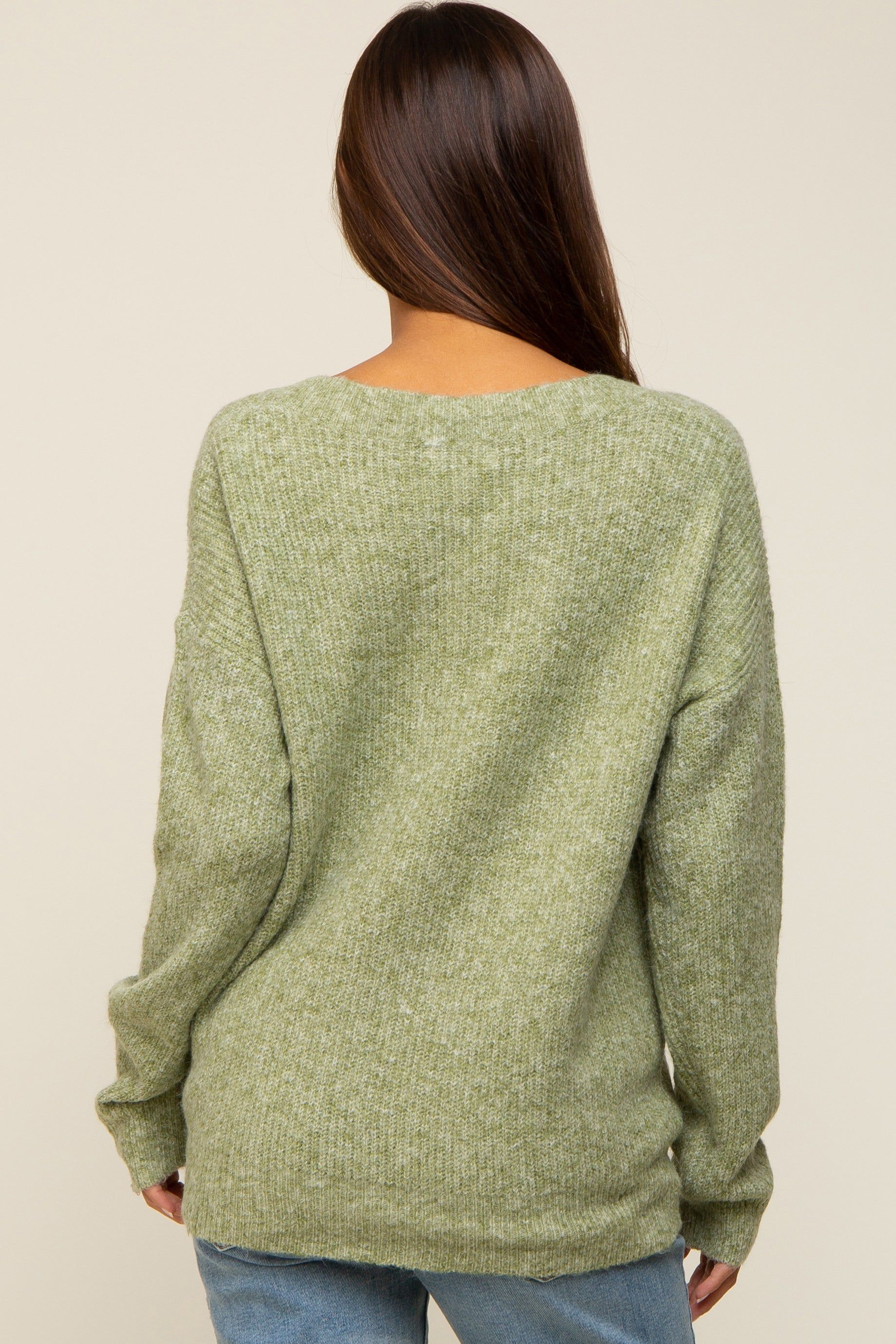 Olive V-Neck Relaxed Fit Maternity Sweater sold by Pinkblush product image thumbnail 3