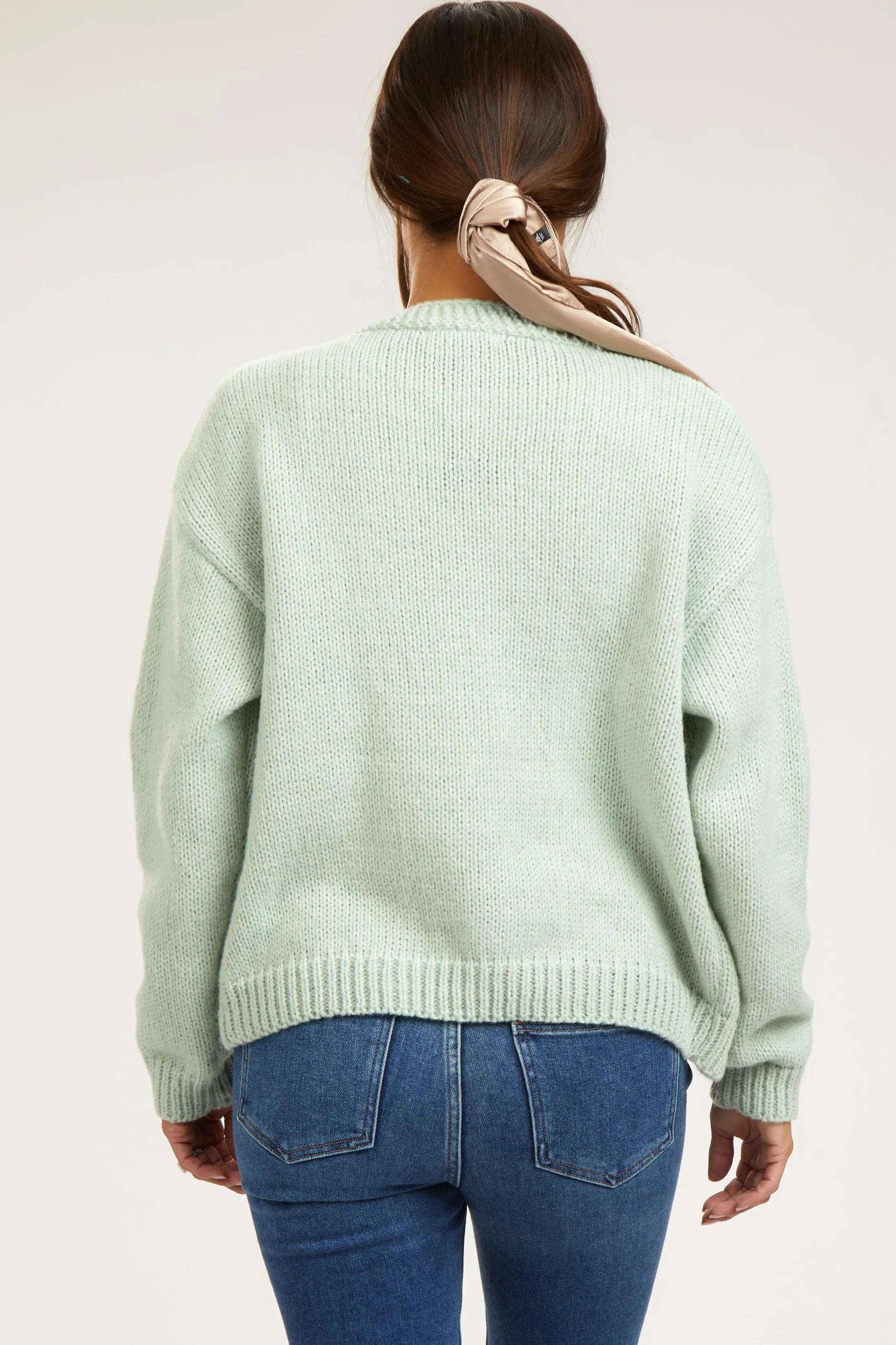 Mint Floral Knit Button Front Maternity Cardigan sold by Pinkblush product image thumbnail 3