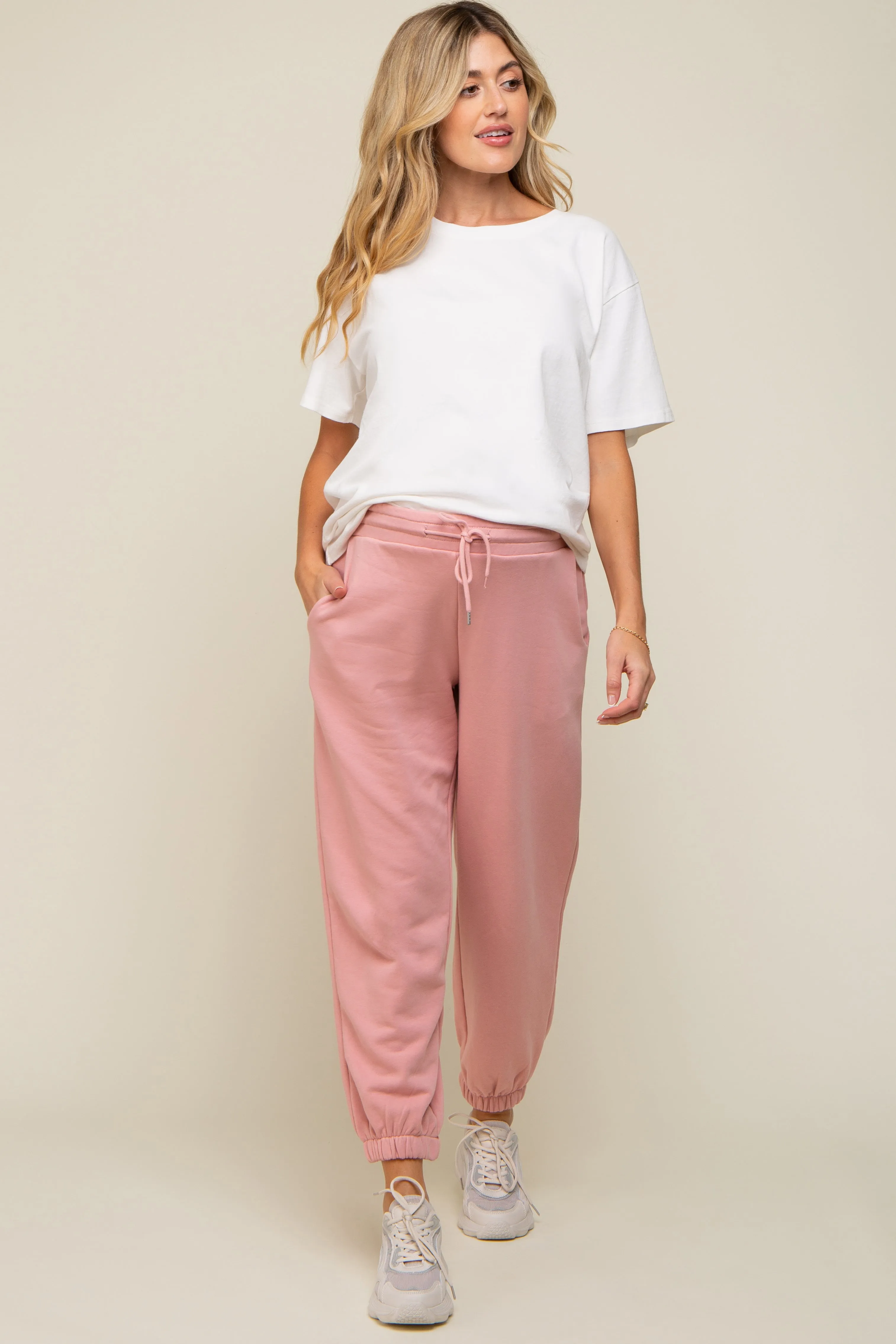 Light Pink Drawstring Maternity Sweatpants sold by Pinkblush product image thumbnail 5