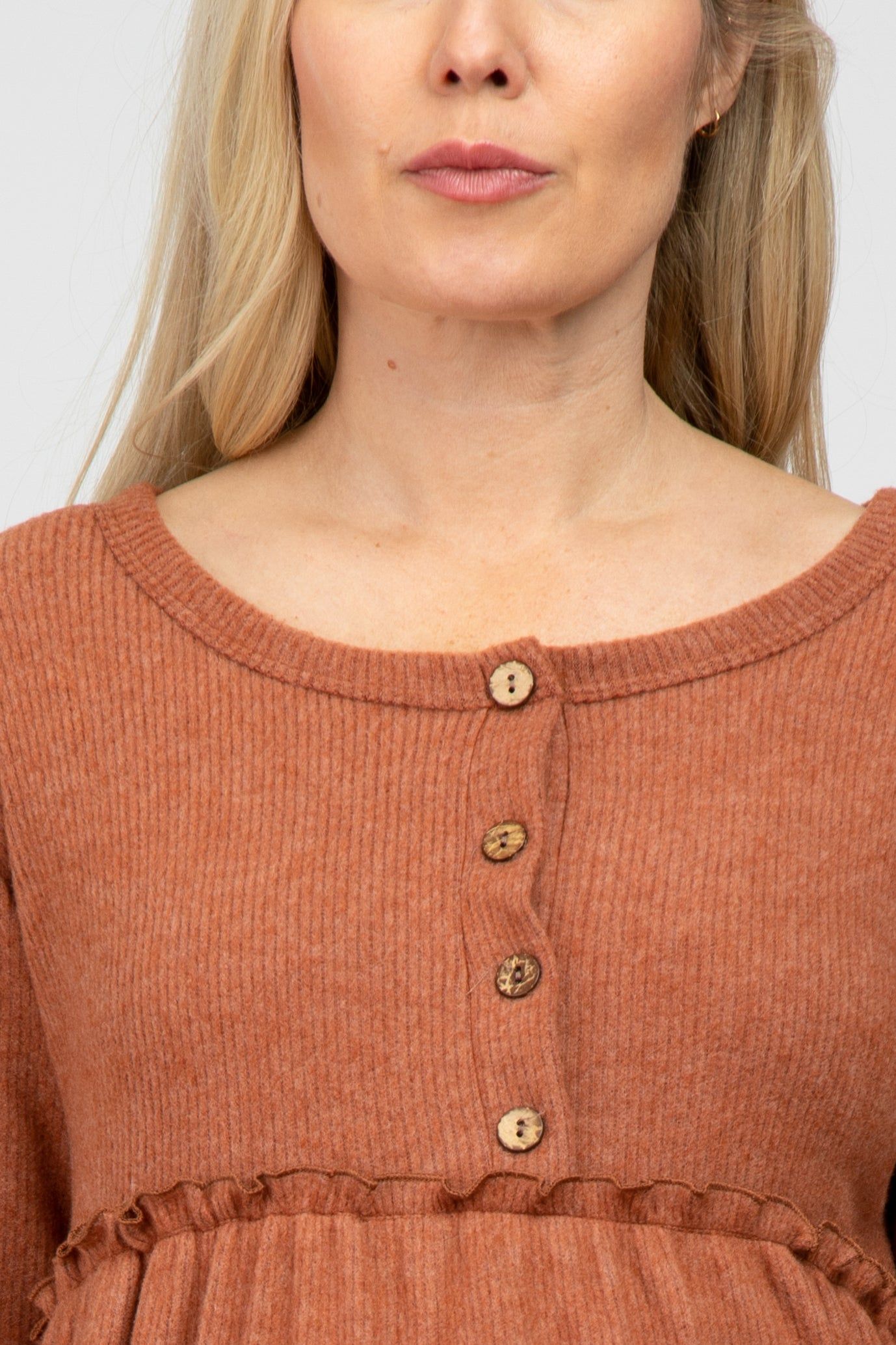 Rust Brushed Rib Button Accent Maternity Dress sold by Pinkblush product image thumbnail 5