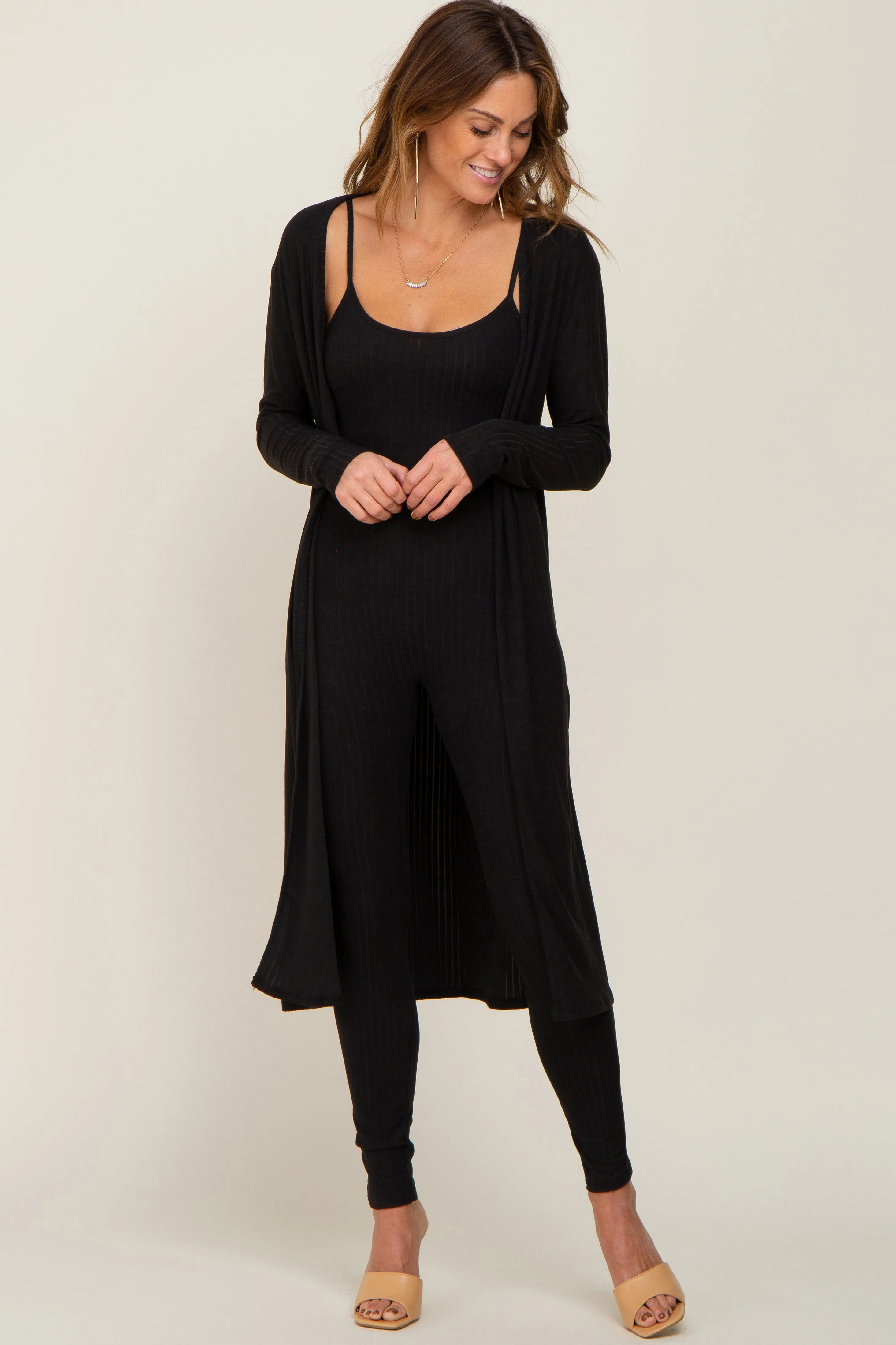 Black Ribbed Maternity Jumpsuit Two Piece Set sold by Pinkblush product image thumbnail 5
