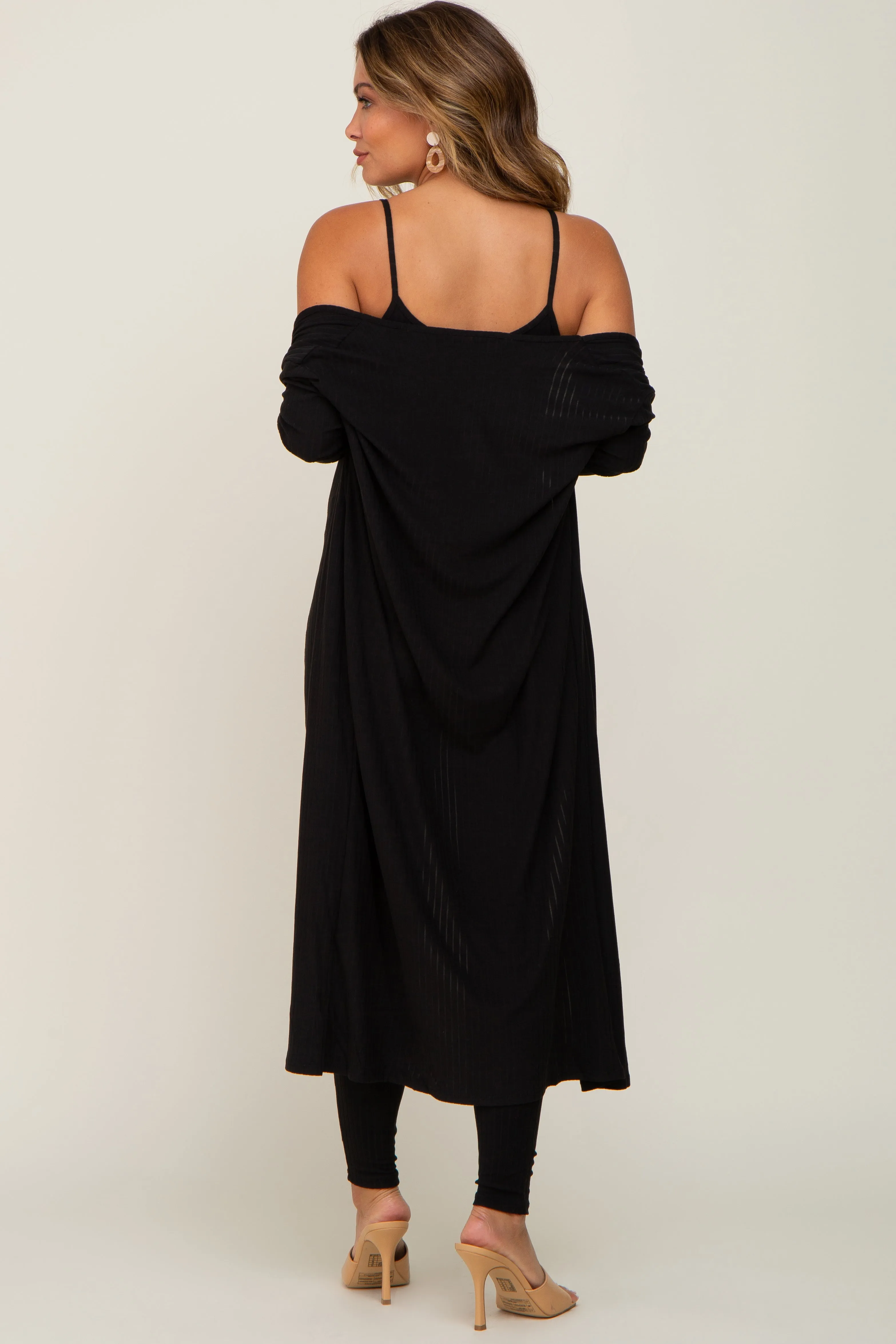 Black Ribbed Maternity Jumpsuit Two Piece Set sold by Pinkblush product image thumbnail 3