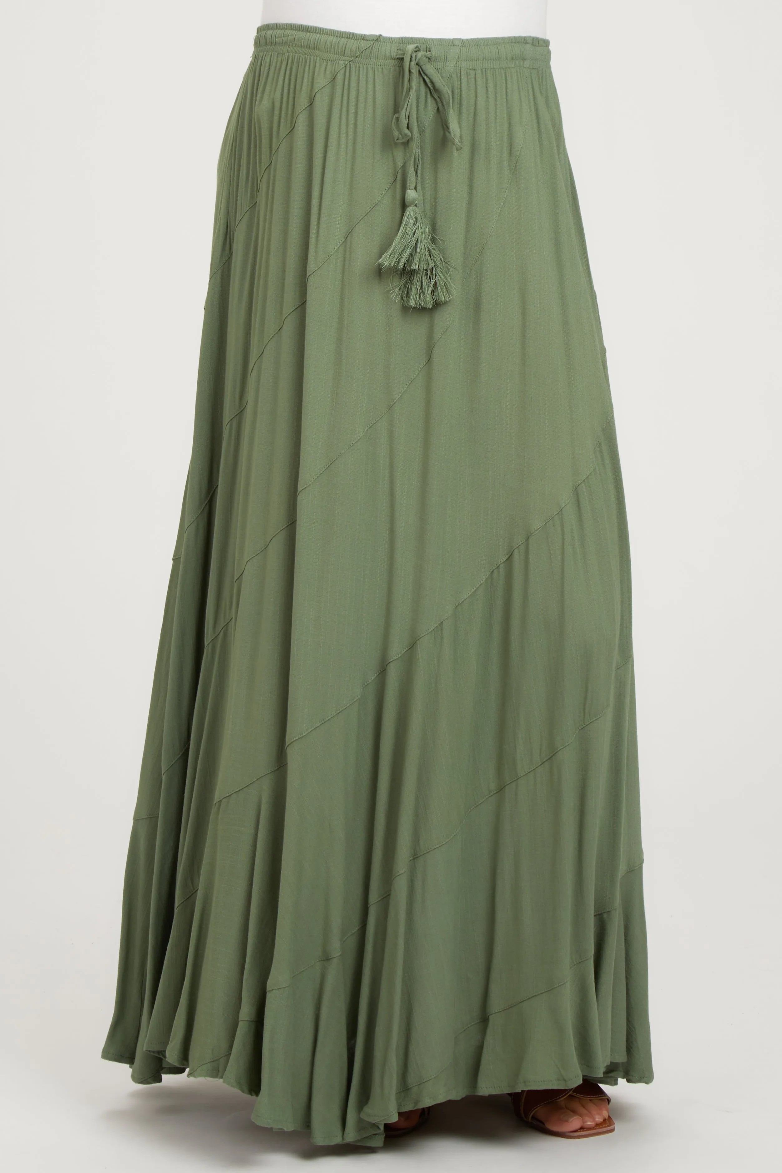 Olive Tassel String Maternity Maxi Skirt sold by Pinkblush product image thumbnail 3