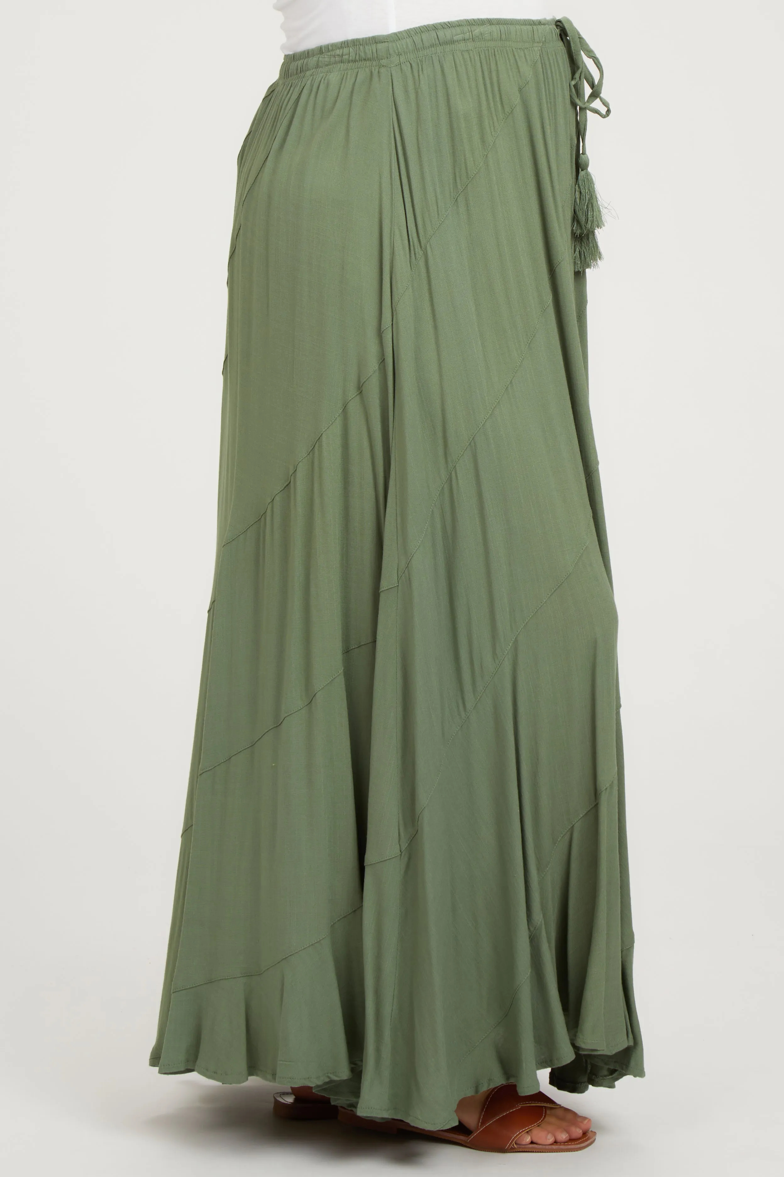Olive Tassel String Maternity Maxi Skirt sold by Pinkblush product image thumbnail 4
