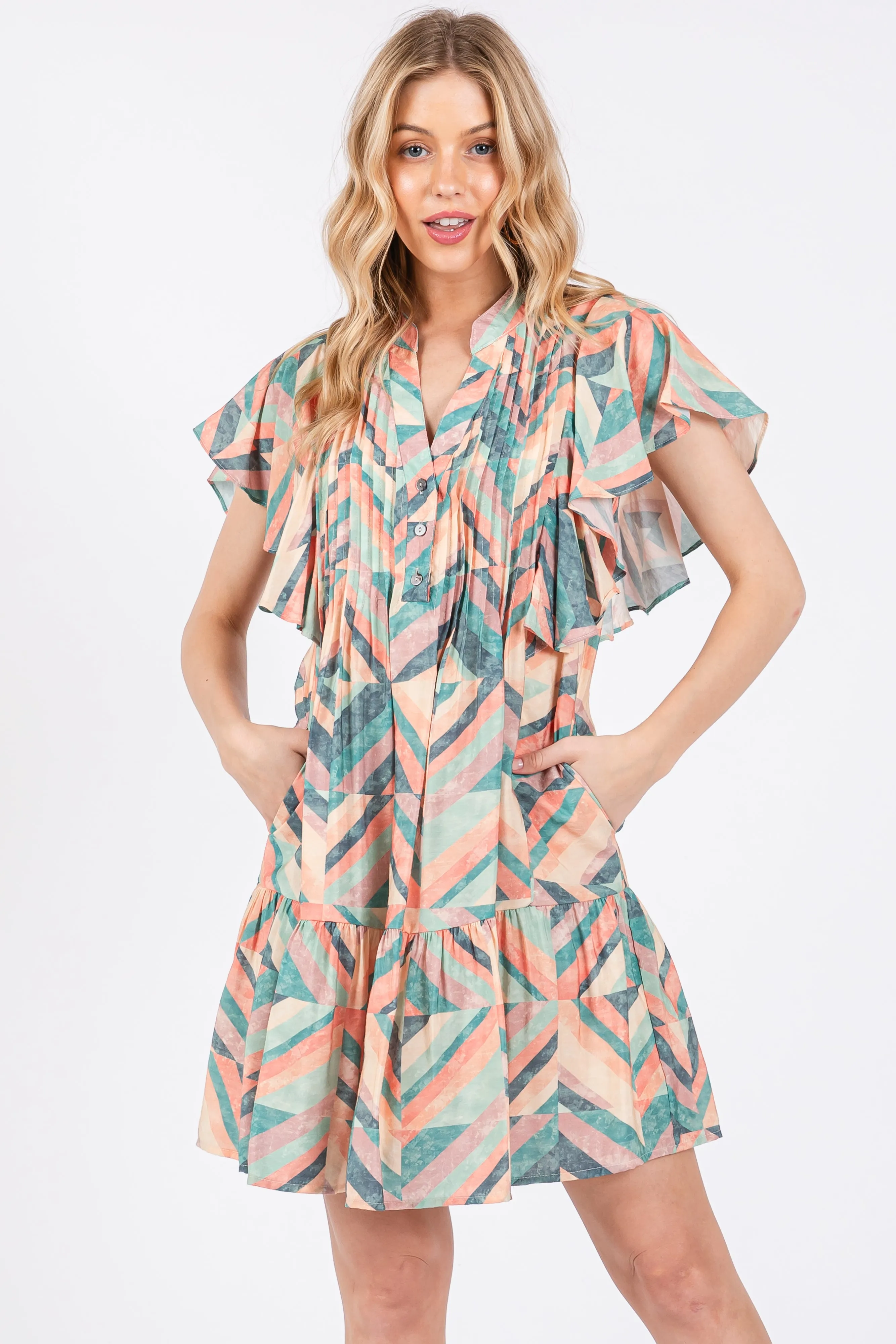 Multicolor Chevron Pleated Tiered Maternity Dress sold by Pinkblush product image thumbnail 5