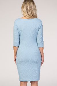 PinkBlush Periwinkle Solid Scalloped Trim Fitted Maternity Dress sold by Pinkblush