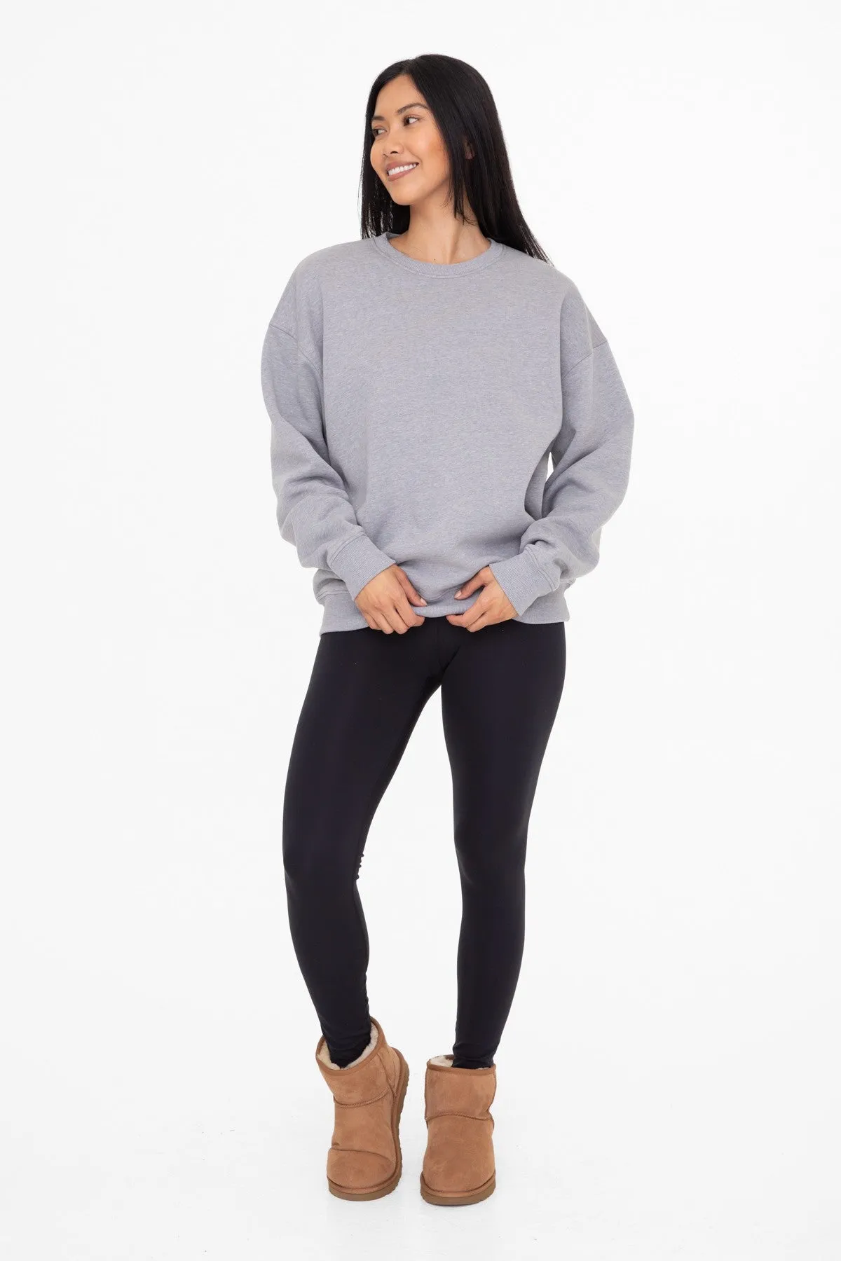 Heather Grey Soft Knit Fleece Lined Sweatshirt sold by Pinkblush product image thumbnail 4