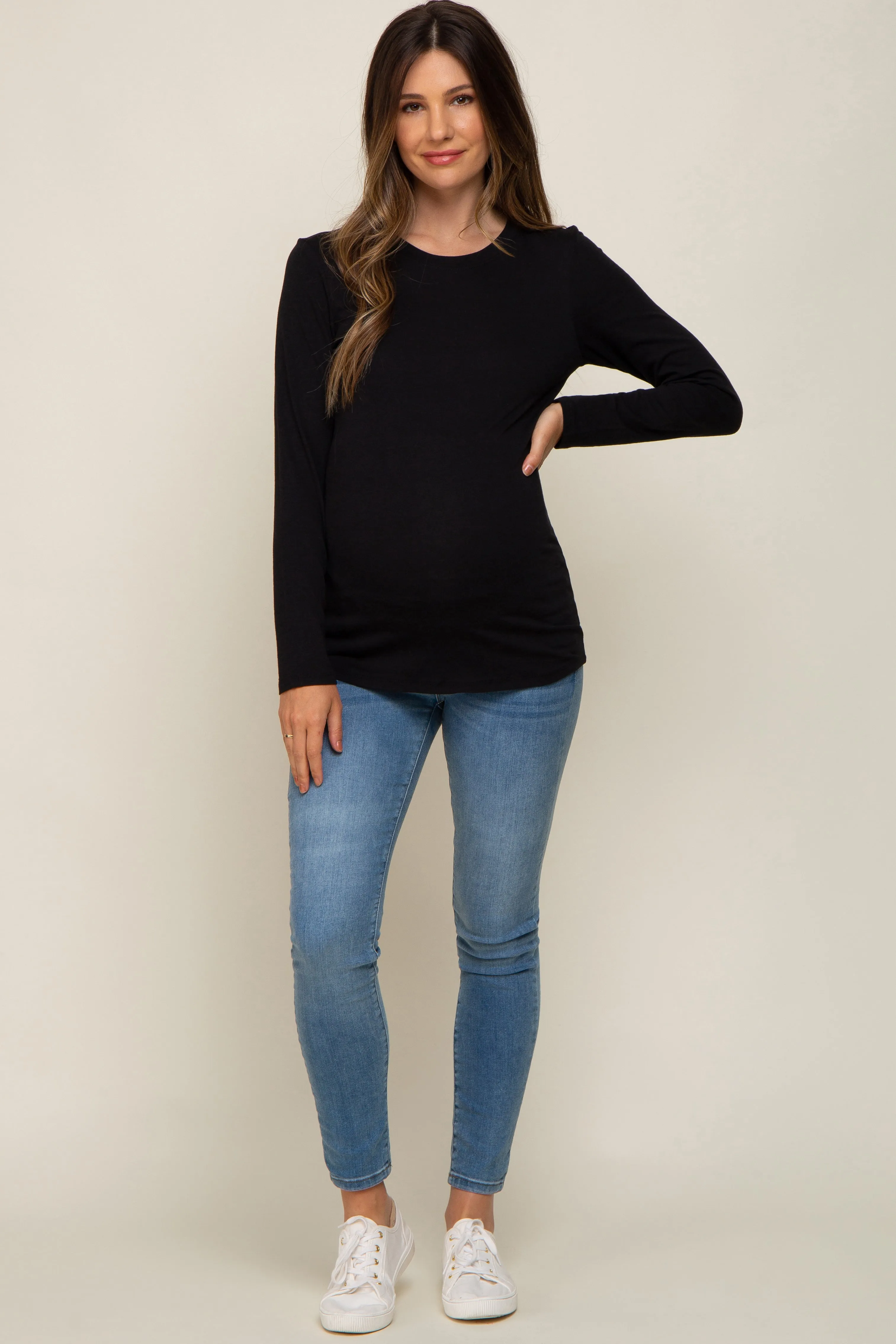 Black Long Sleeve Maternity Top sold by Pinkblush product image thumbnail 4