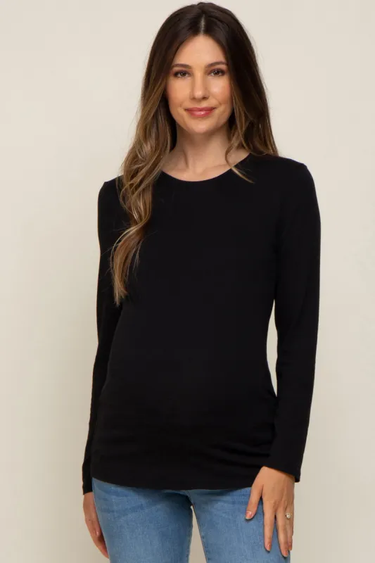 Black Long Sleeve Maternity Top sold by Pinkblush