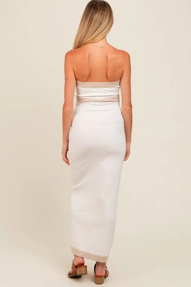 Ivory Strapless Contrast Trim Maternity Maxi Dress sold by Pinkblush product image thumbnail 4