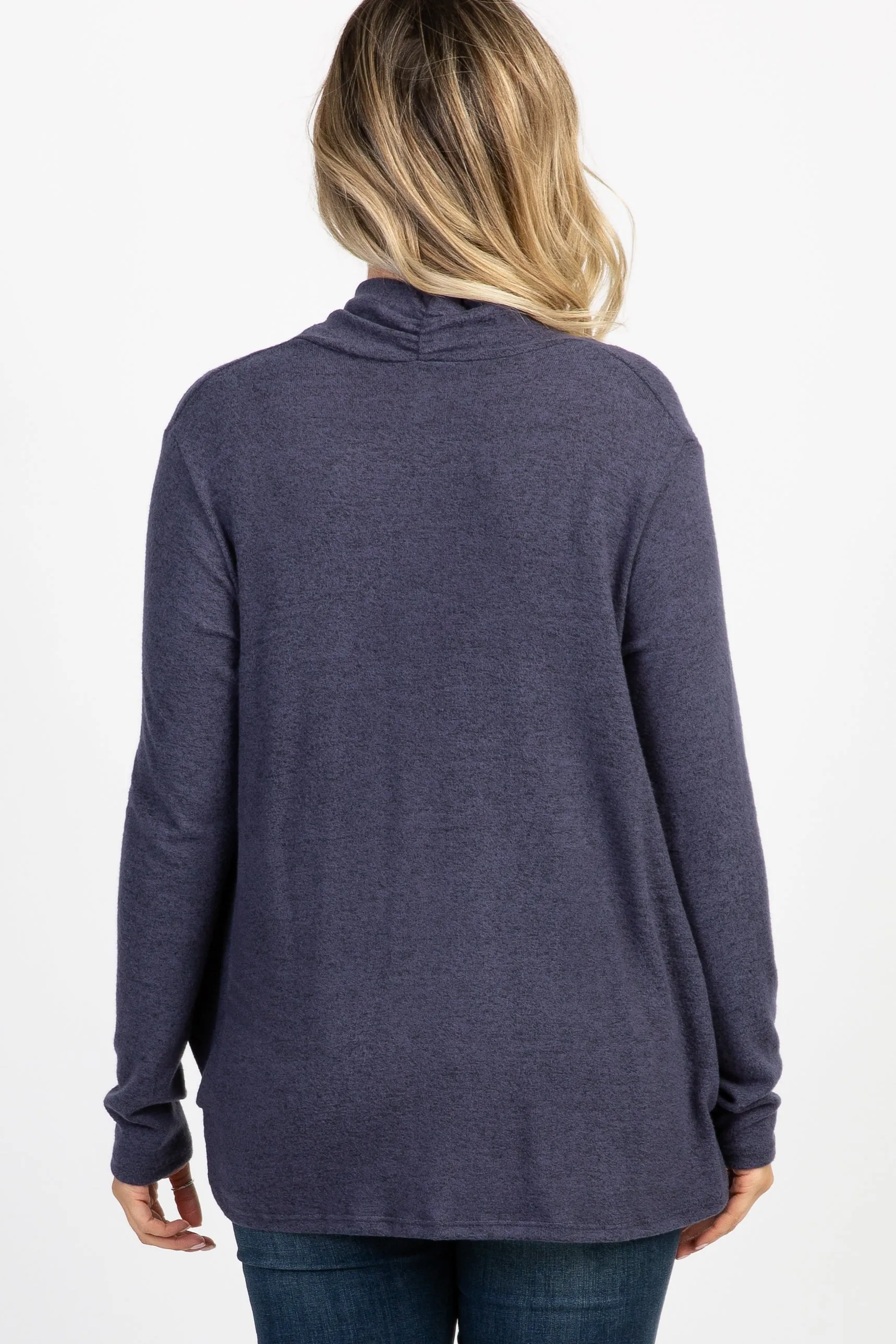 Navy Knit Draped Wrap V-Neck Maternity Nursing Top sold by Pinkblush product image thumbnail 3
