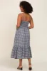 Black Gingham Smocked Midi Dress sold by Pinkblush
