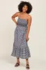 Black Gingham Smocked Midi Dress sold by Pinkblush