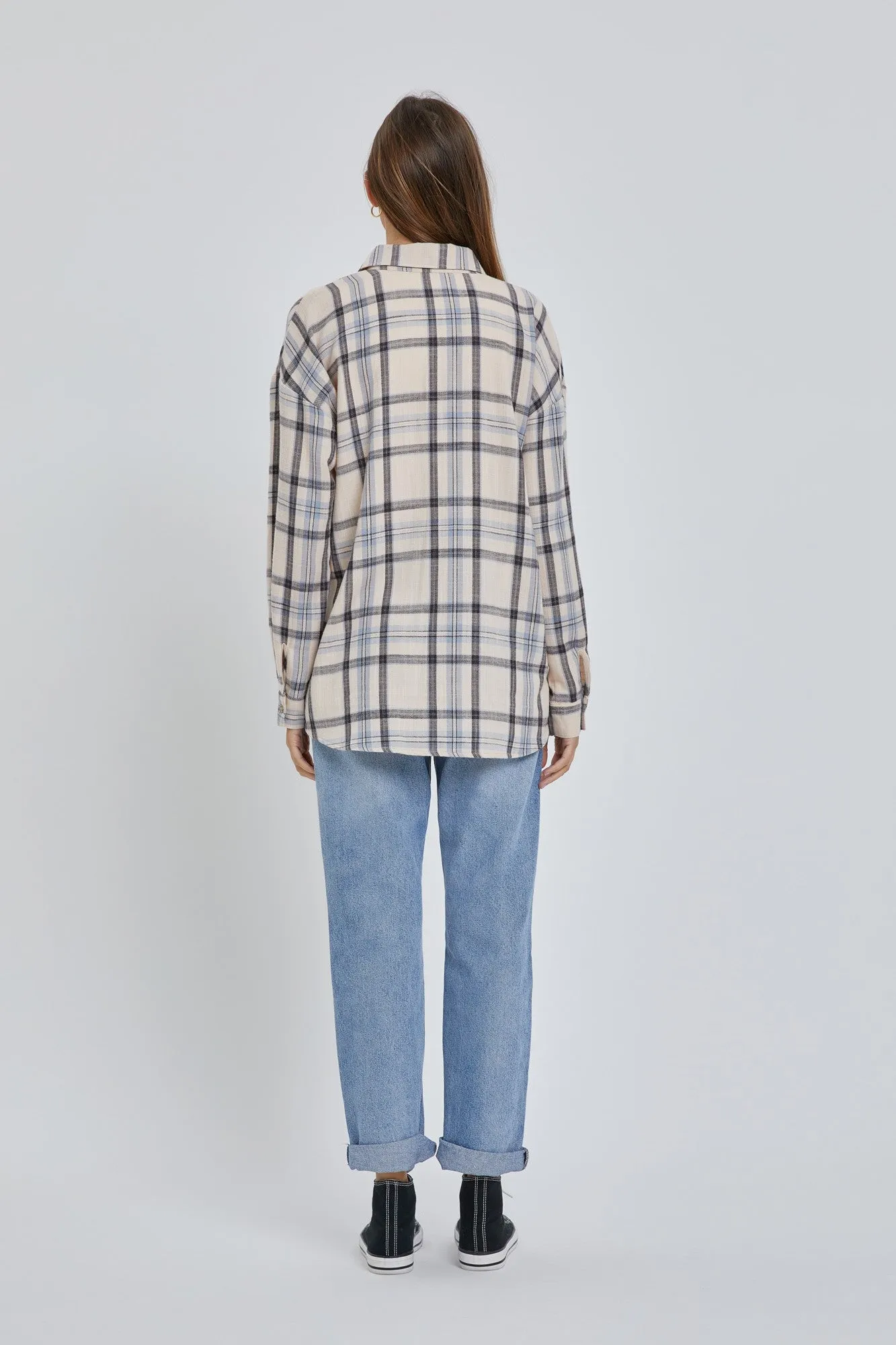 Cream Flannel Plaid Button Up Top sold by Pinkblush product image thumbnail 5