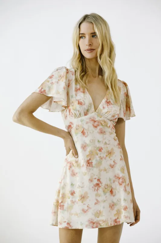Cream Multi Floral Fitted Mini Dress sold by Pinkblush