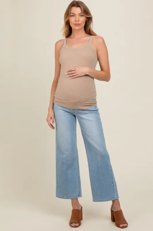 Light Blue Wide Leg Maternity Jeans sold by Pinkblush