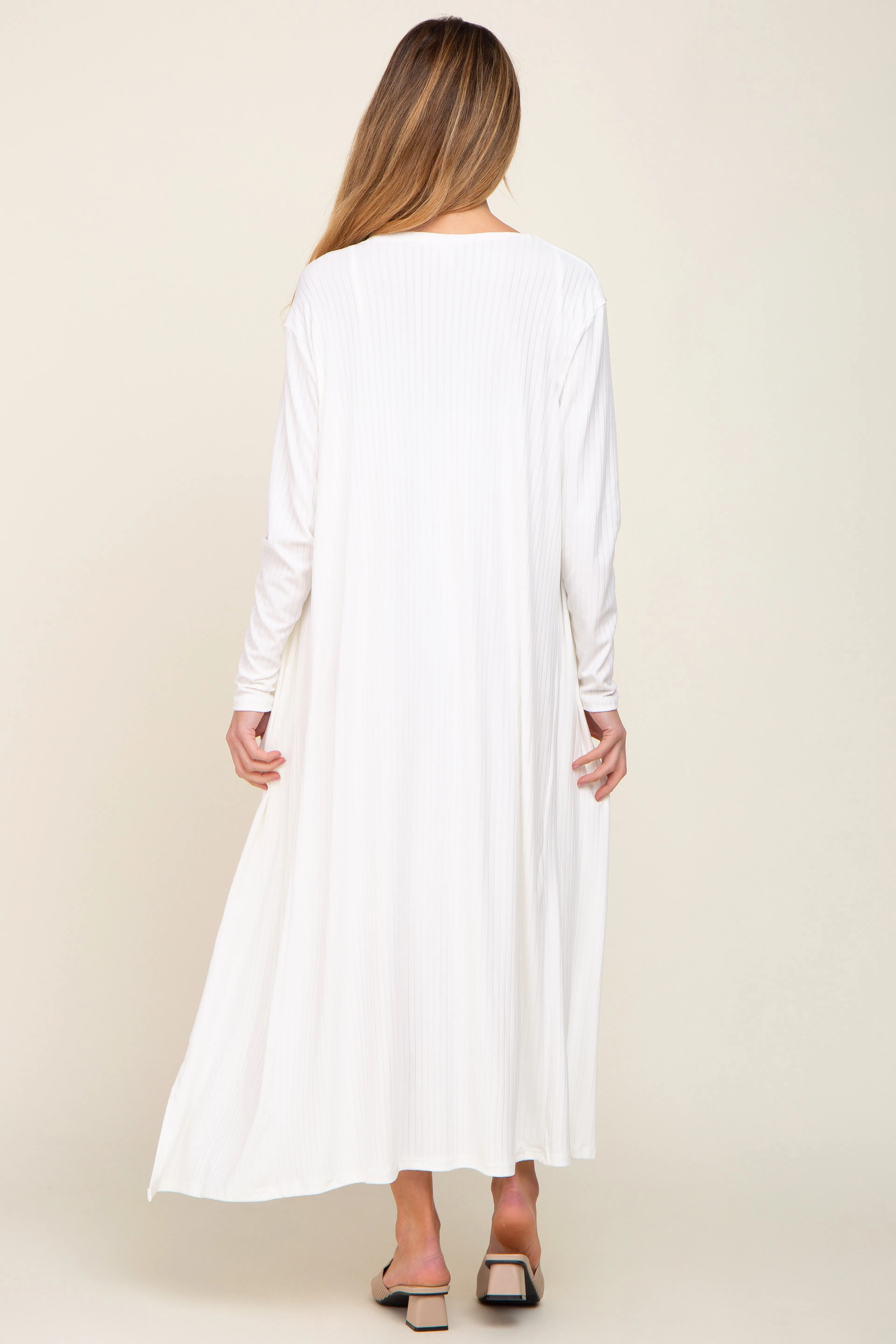 White Ribbed Cardigan 2 Piece Maternity Set sold by Pinkblush product image thumbnail 3