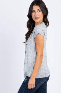 PinkBlush Heather Grey Layered Wrap Front Nursing Top sold by Pinkblush
